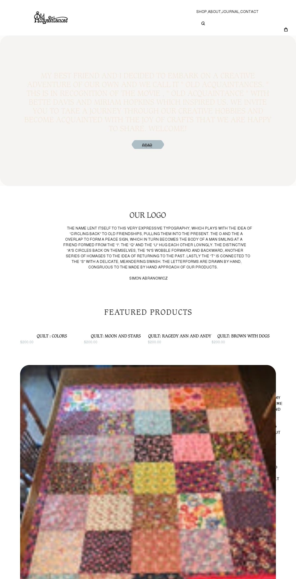 oldacquaintances.com shopify website screenshot