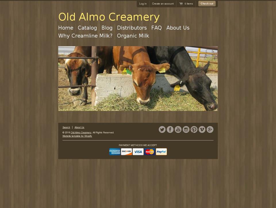 oldalmocreamery.com — Shopify storefront screenshot