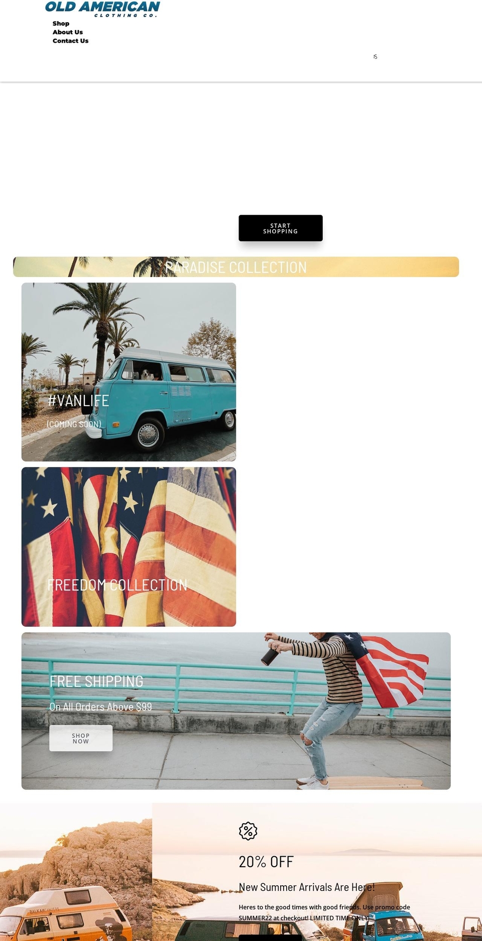 oldamericanclothing.com — Shopify storefront screenshot