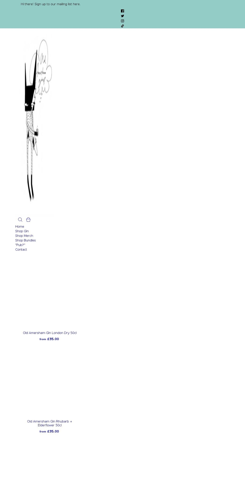 oldamershamgin.com shopify website screenshot