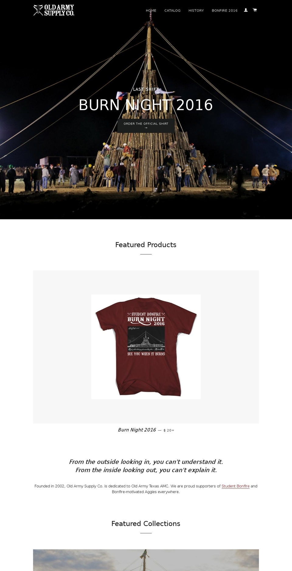oldarmysupplyco.com shopify website screenshot