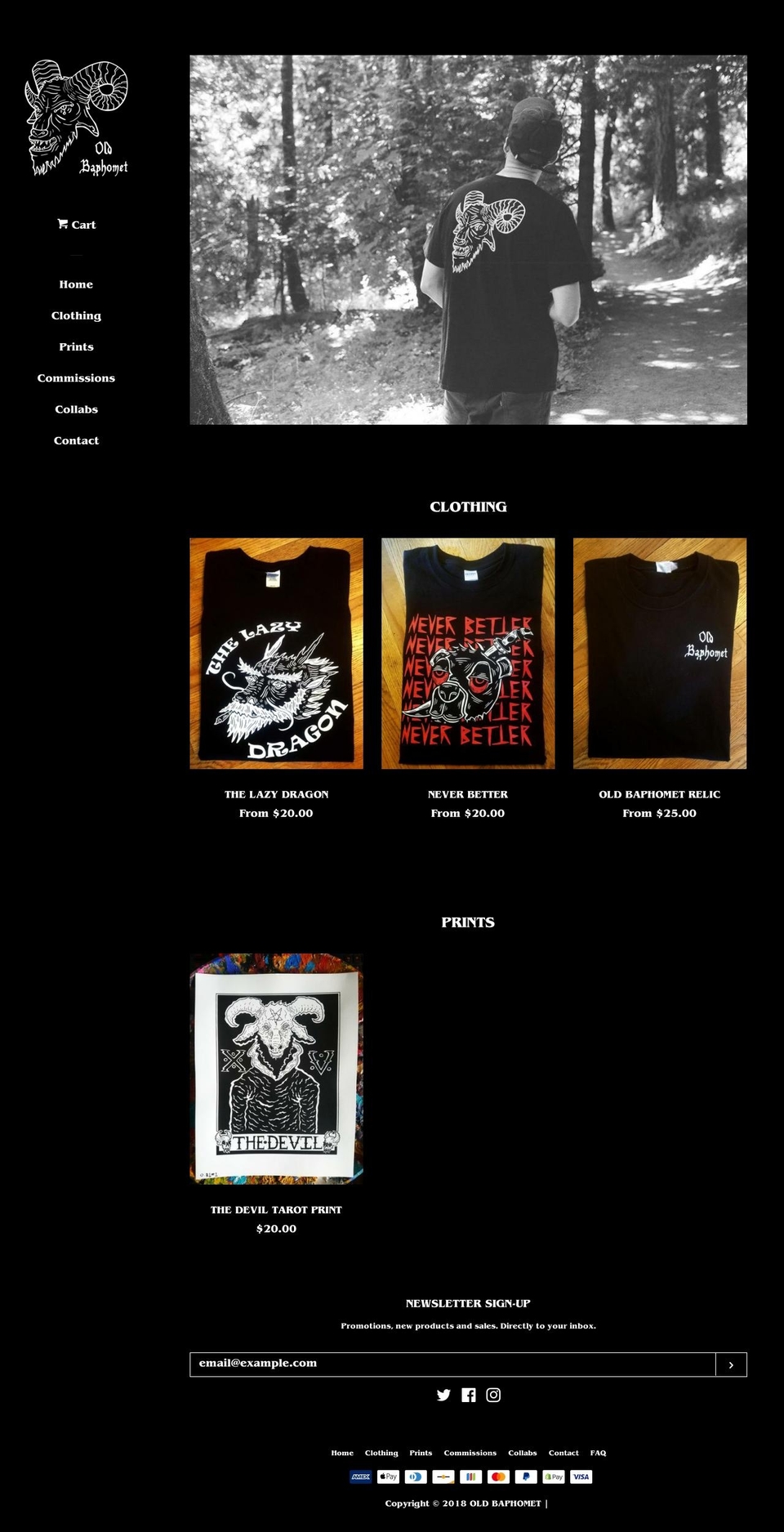 oldbaphomet.com — Shopify storefront screenshot