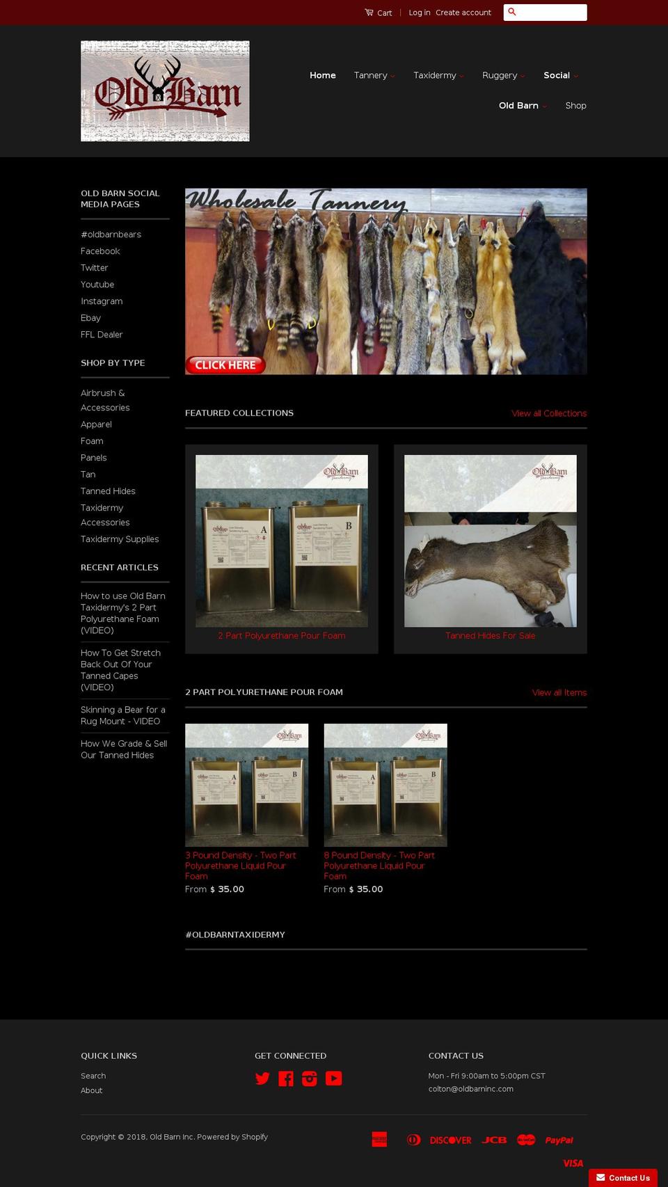 oldbarninc.com shopify website screenshot