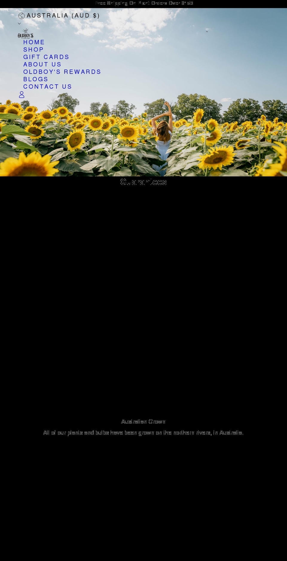 oldboysflowers.com.au shopify website screenshot