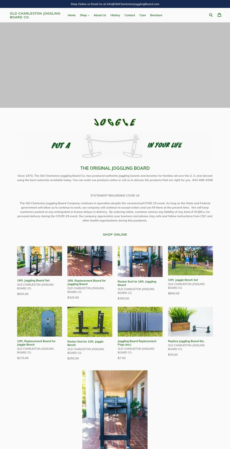 oldcharlestonjogglingboard.com shopify website screenshot
