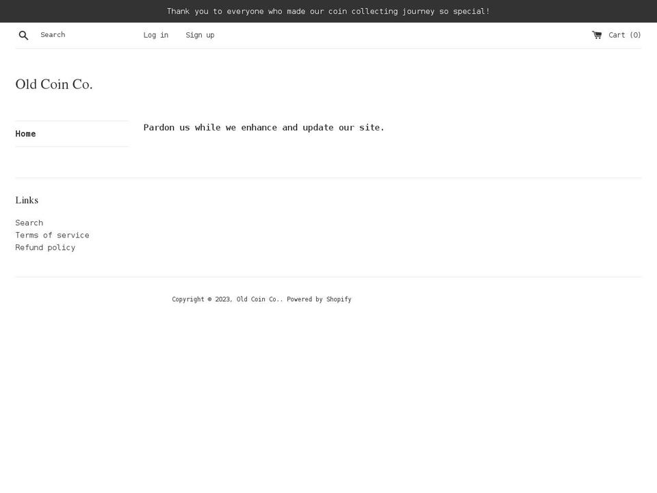 oldcoinco.com shopify website screenshot