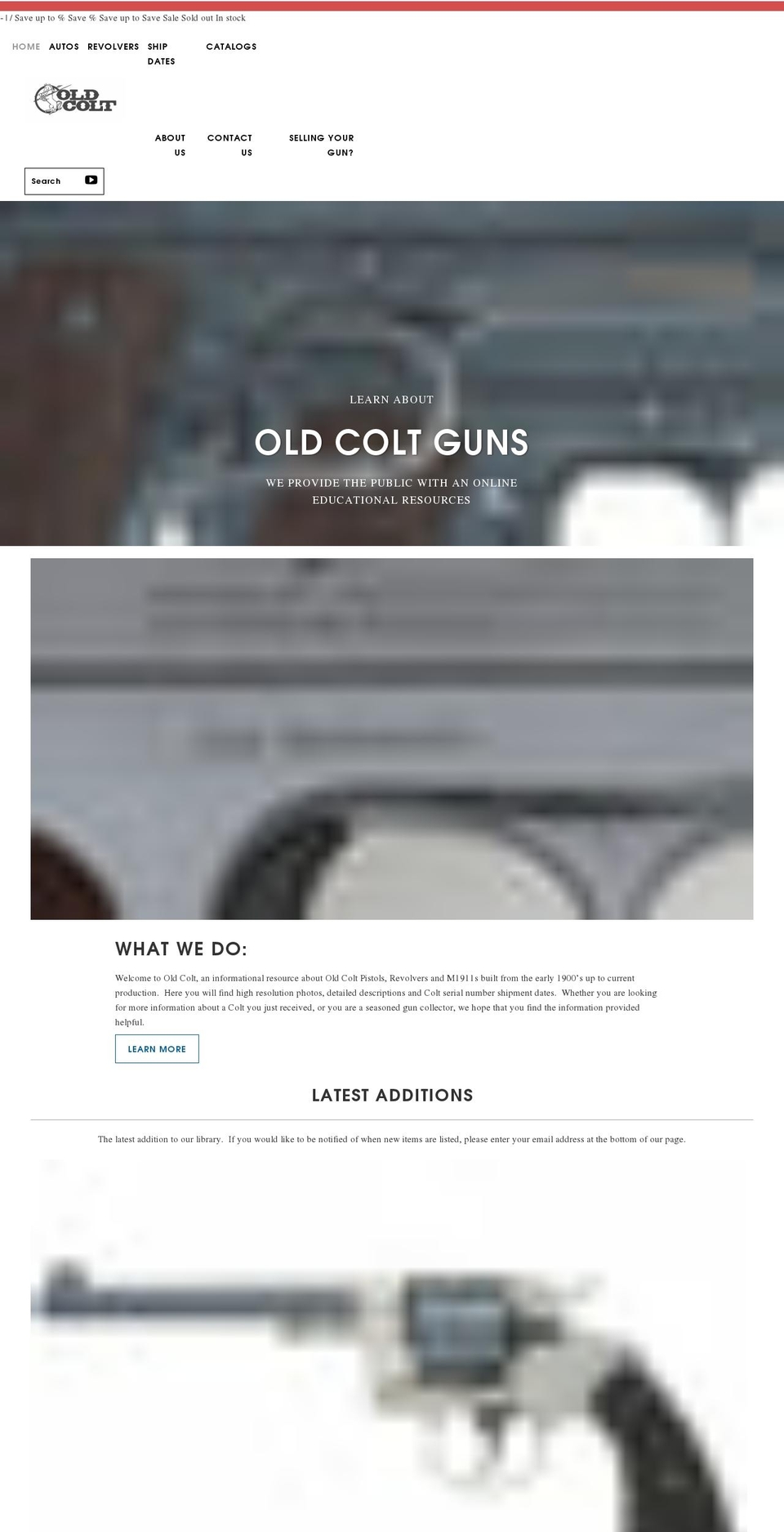 oldcoltpistols.com — Shopify storefront screenshot