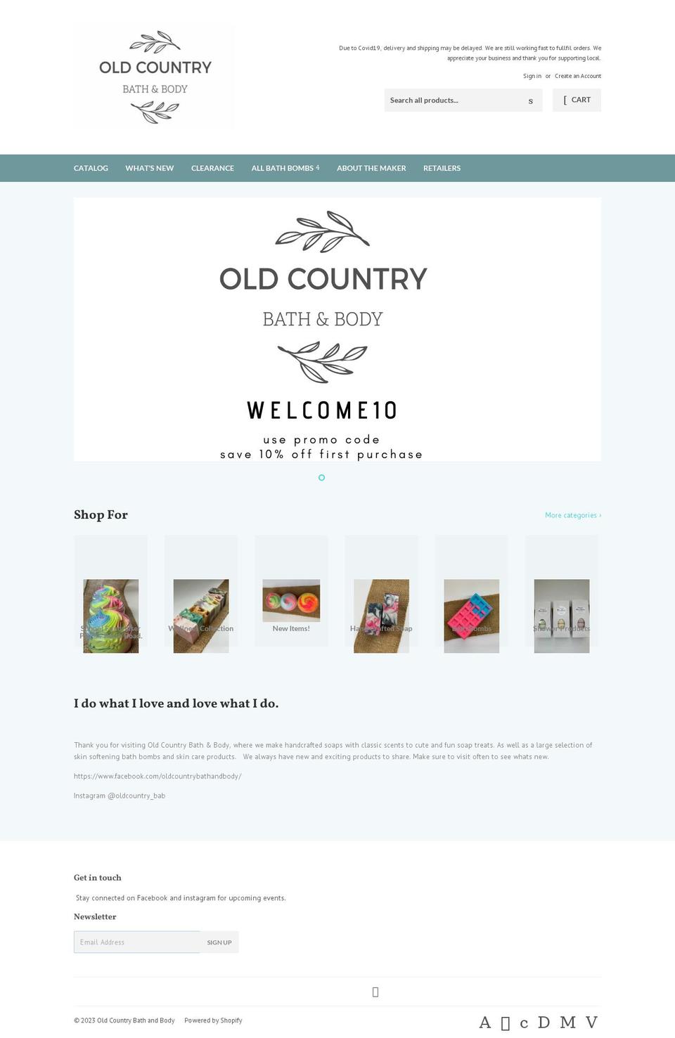 oldcountrybathandbody.com shopify website screenshot