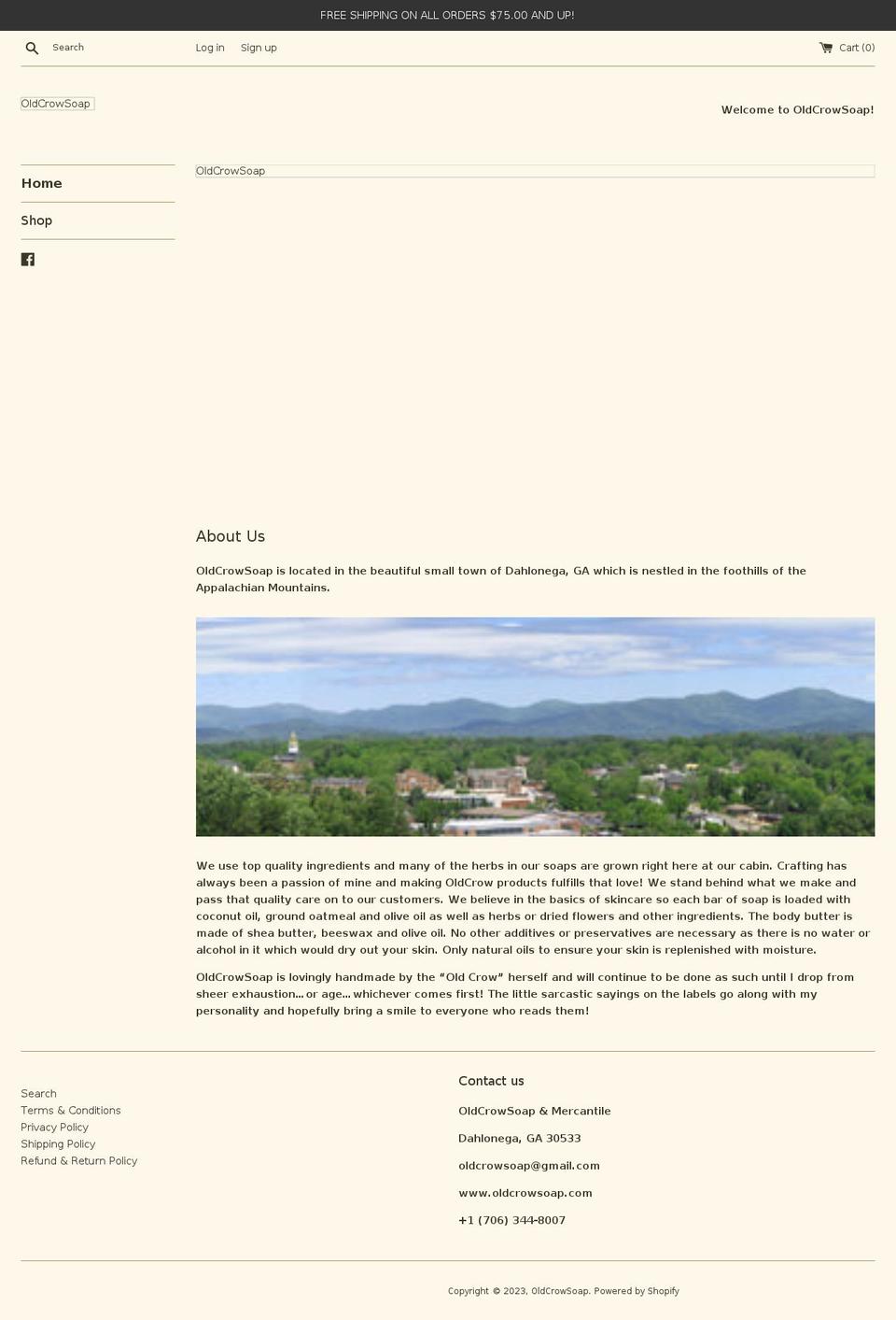 oldcrowsoap.com shopify website screenshot