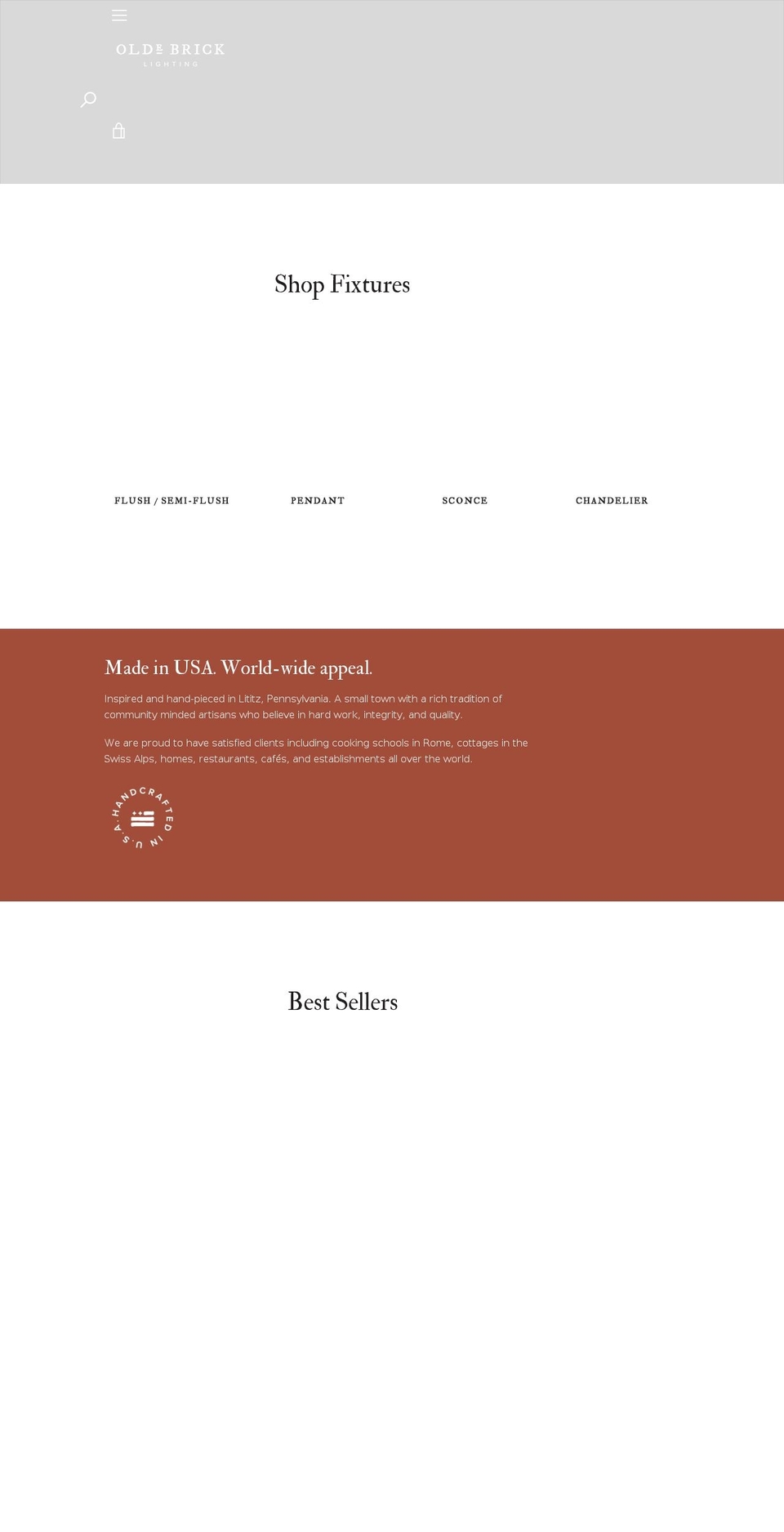 oldebricklighting.com shopify website screenshot