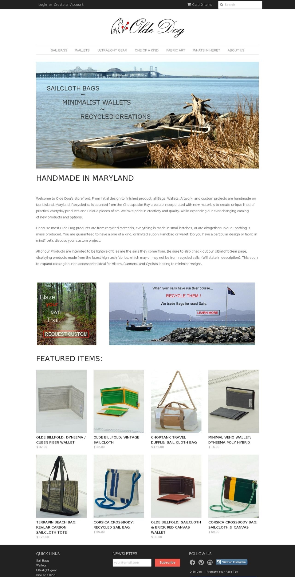 oldedogsewing.com shopify website screenshot