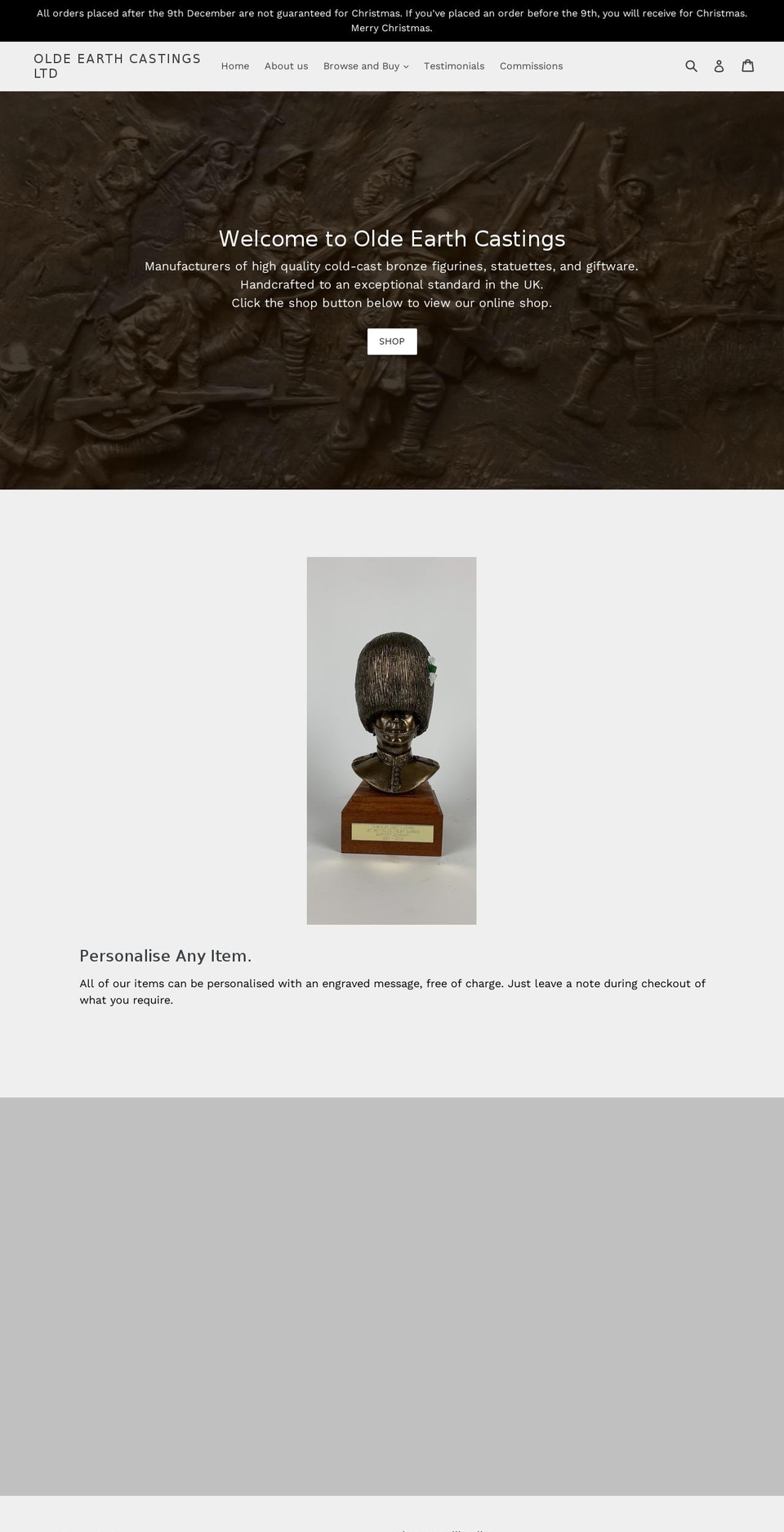 oldeearthcastings.co.uk shopify website screenshot