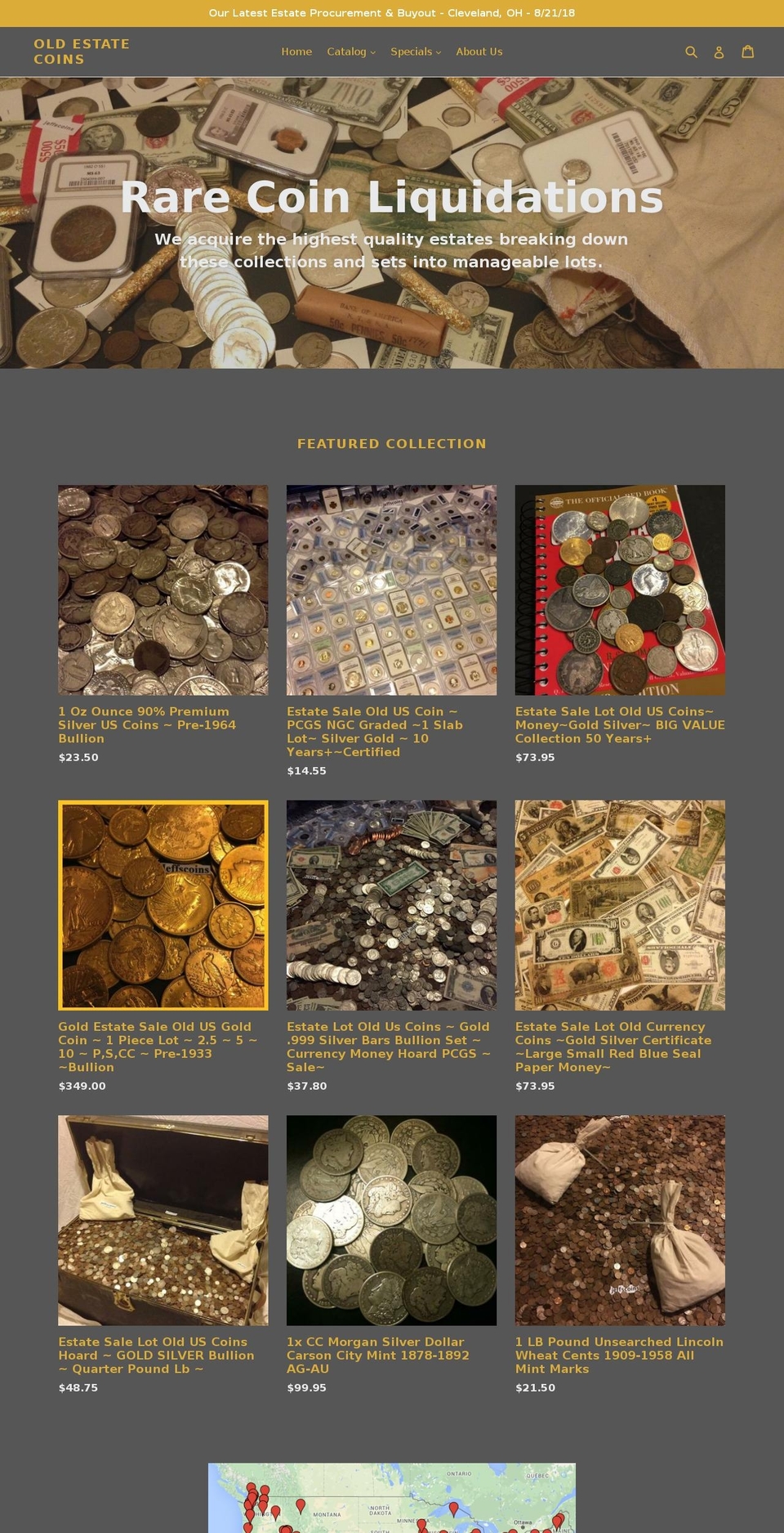 oldestatecoins.com — Shopify storefront screenshot