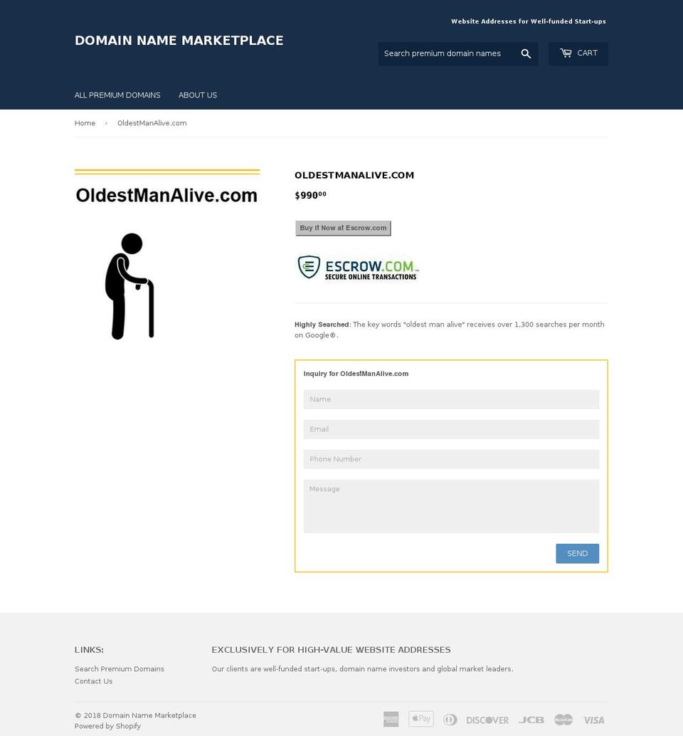 oldestmanalive.com — Shopify storefront screenshot