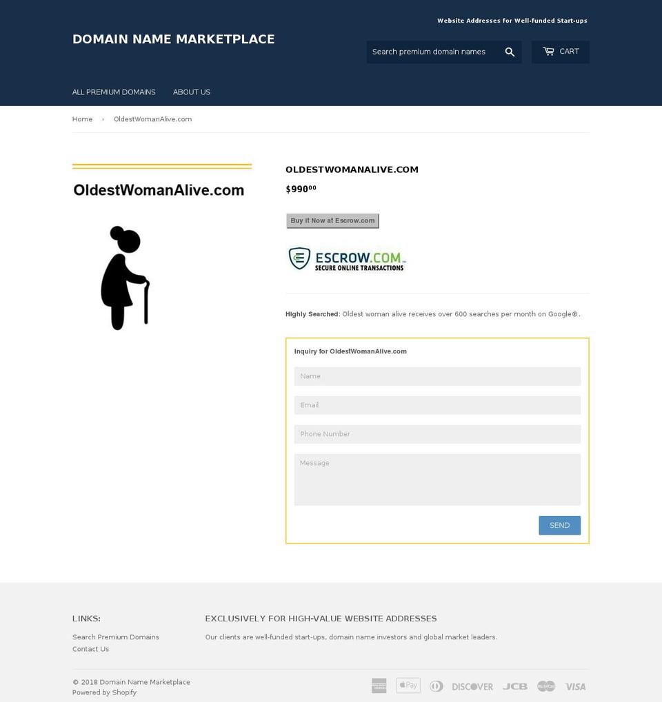 oldestpersonalive.com — Shopify storefront screenshot