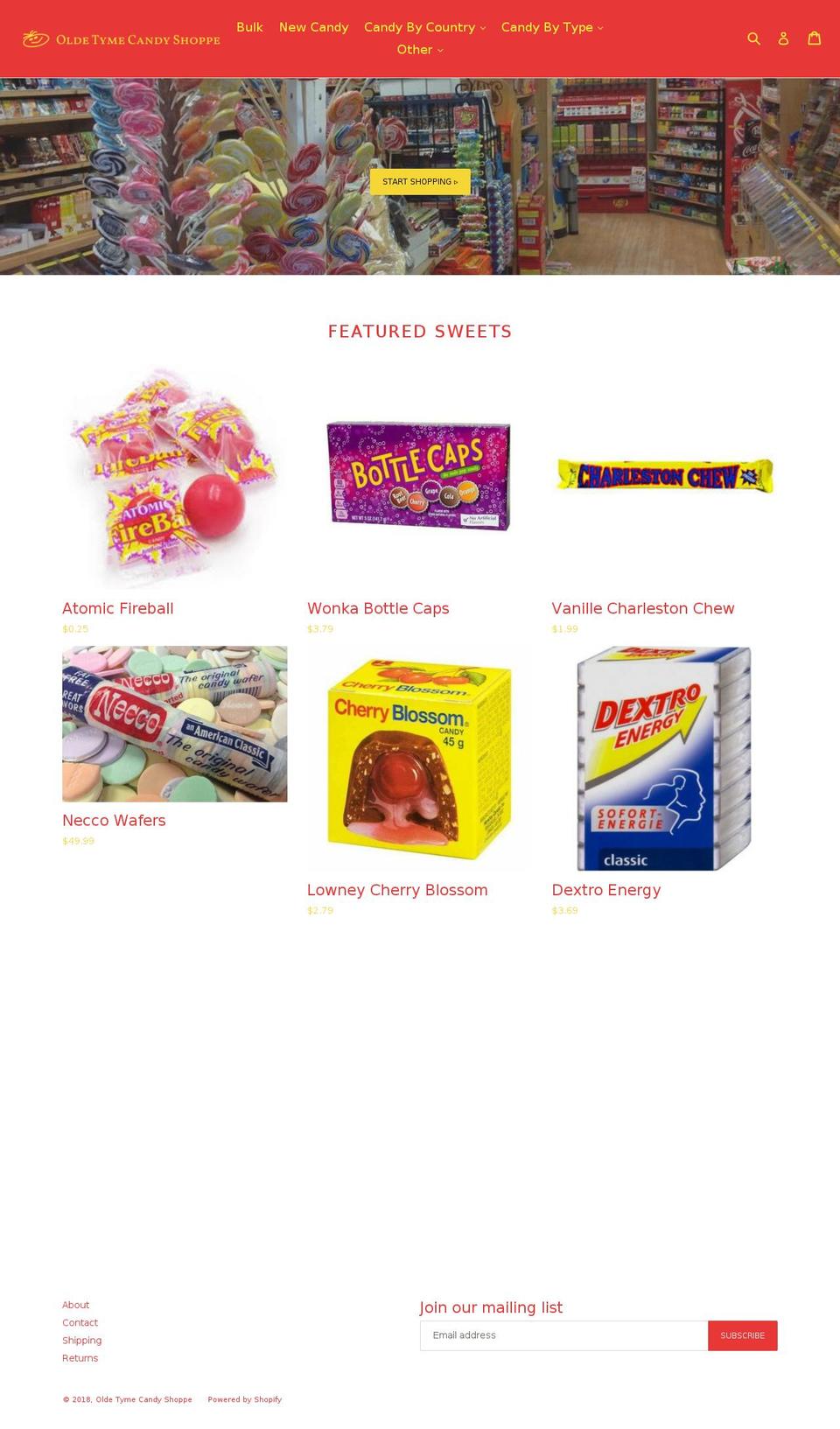 oldetymecandyshoppe.com shopify website screenshot
