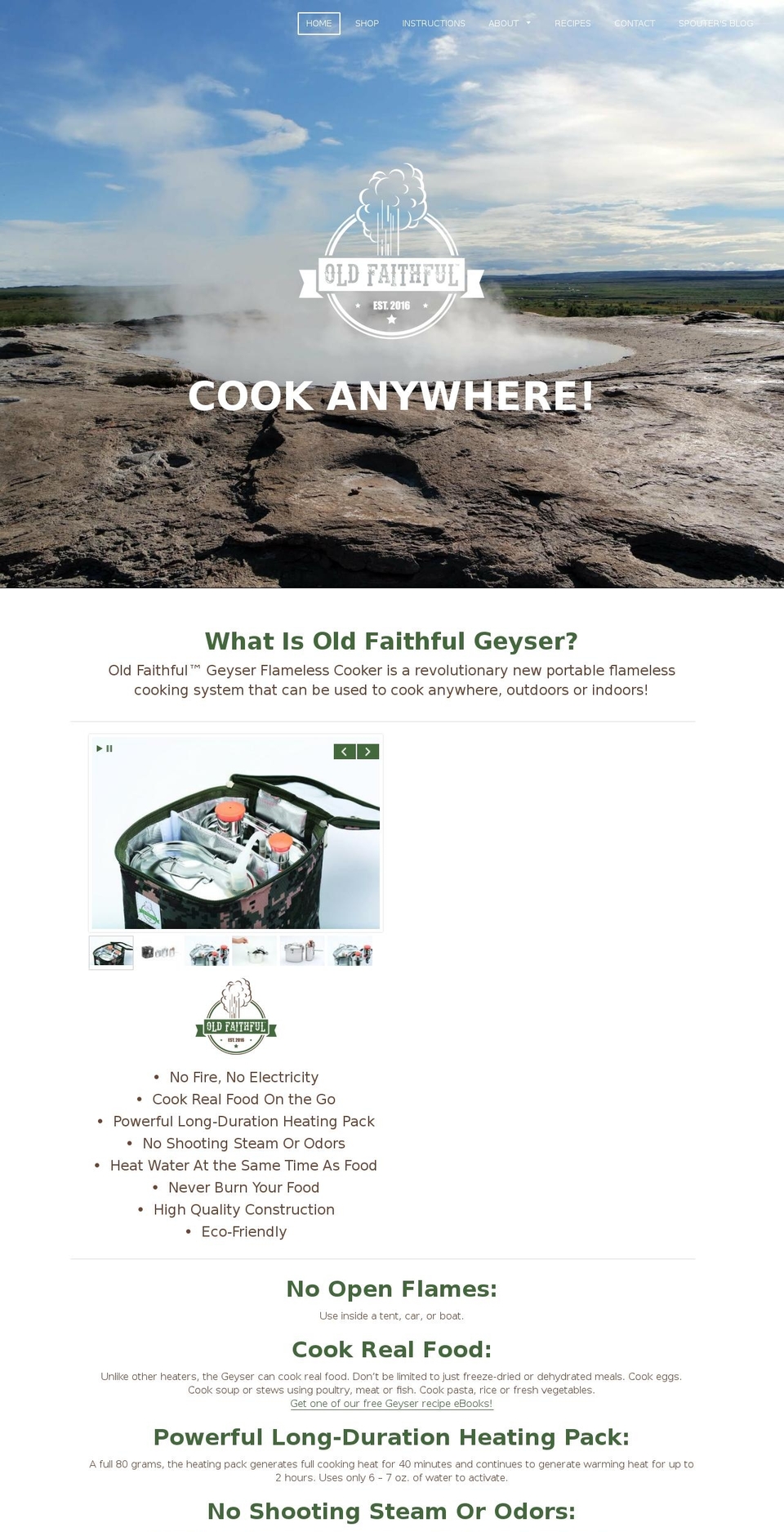 oldfaithfulflameless.com shopify website screenshot