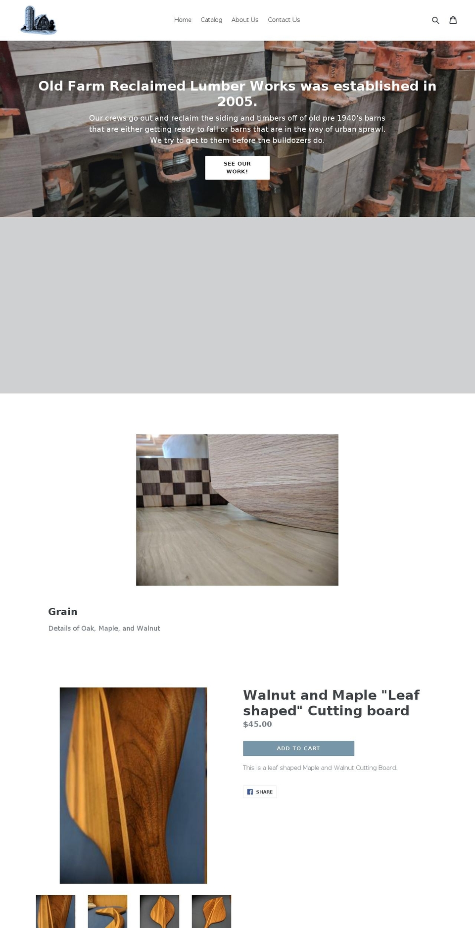 oldfarmreclaimedlumber.com — Shopify storefront screenshot