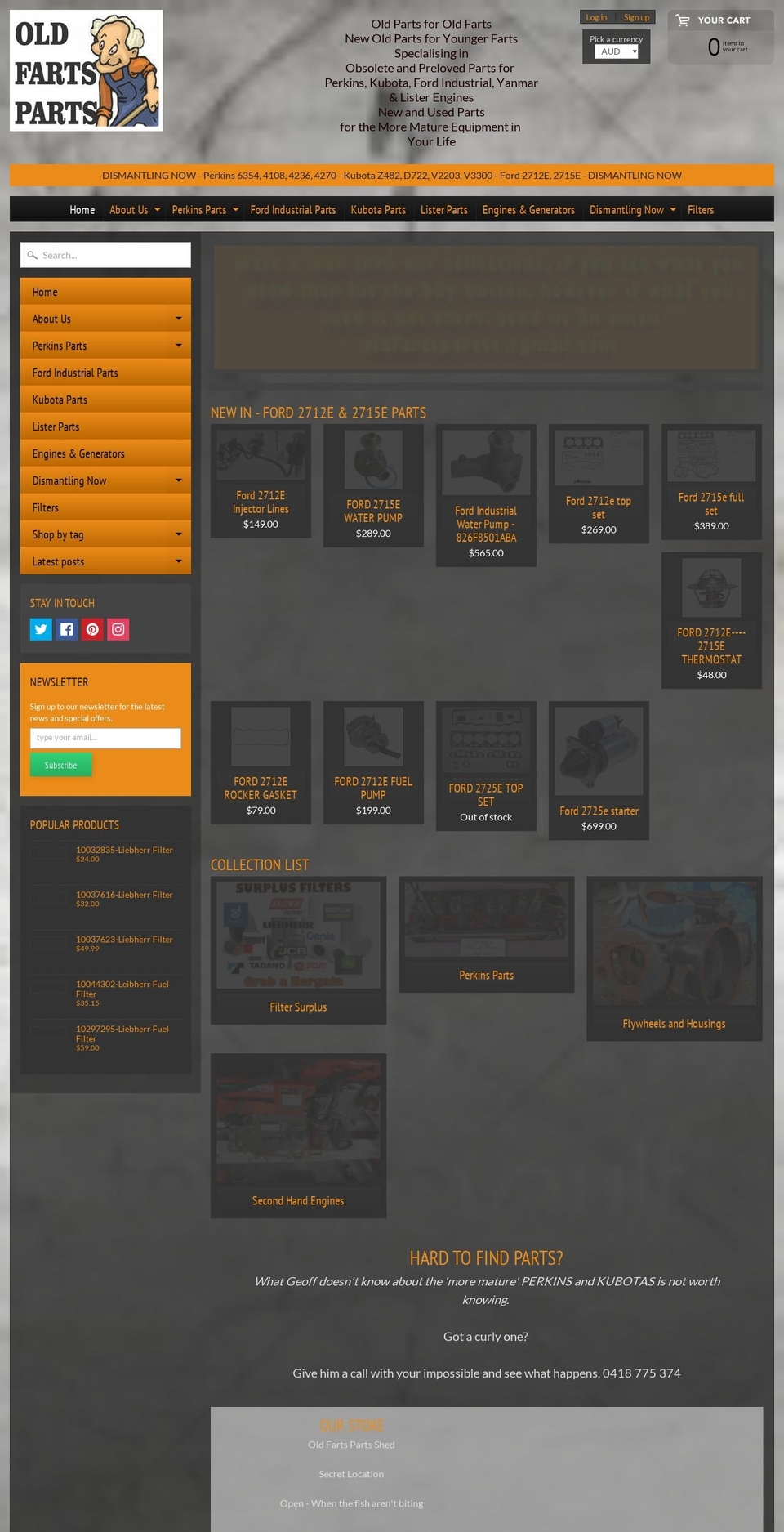 oldfartsparts.com.au shopify website screenshot