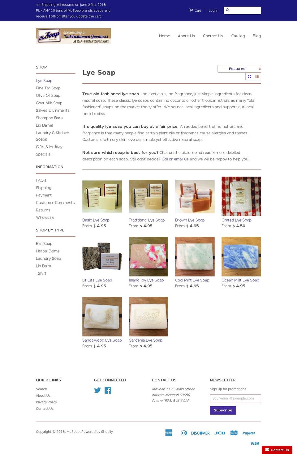 oldfashionedlyesoap.com — Shopify storefront screenshot