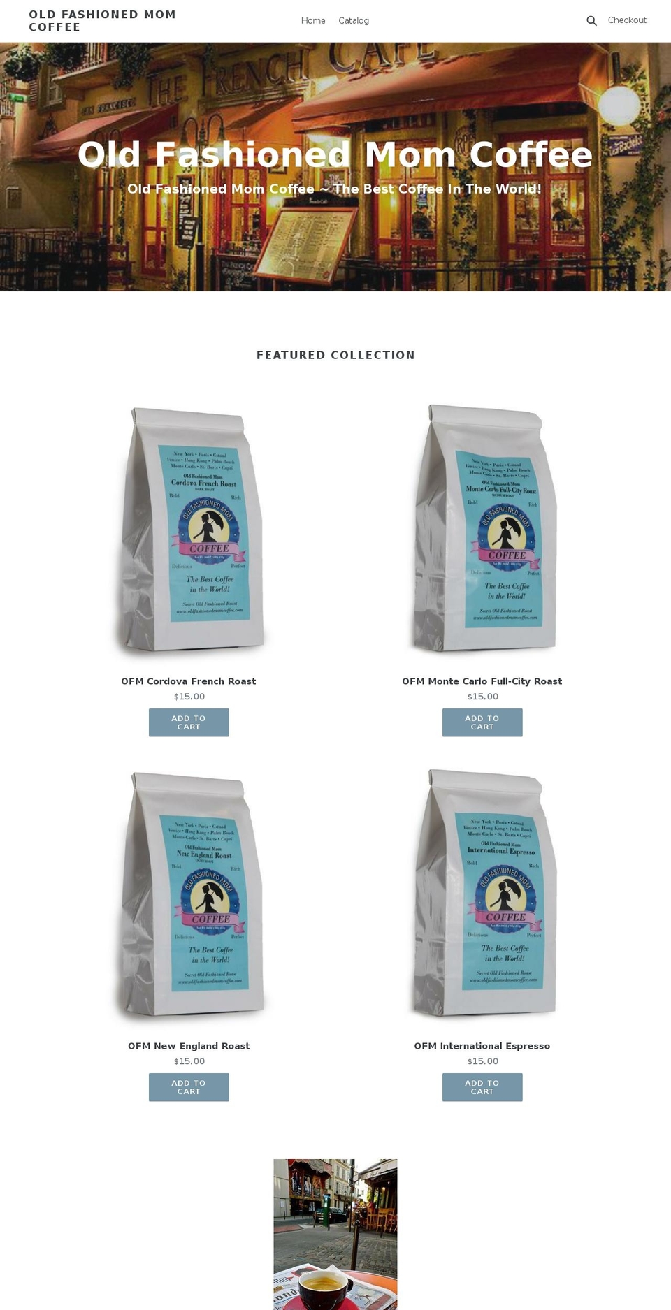 oldfashionedmomcoffee.com — Shopify storefront screenshot