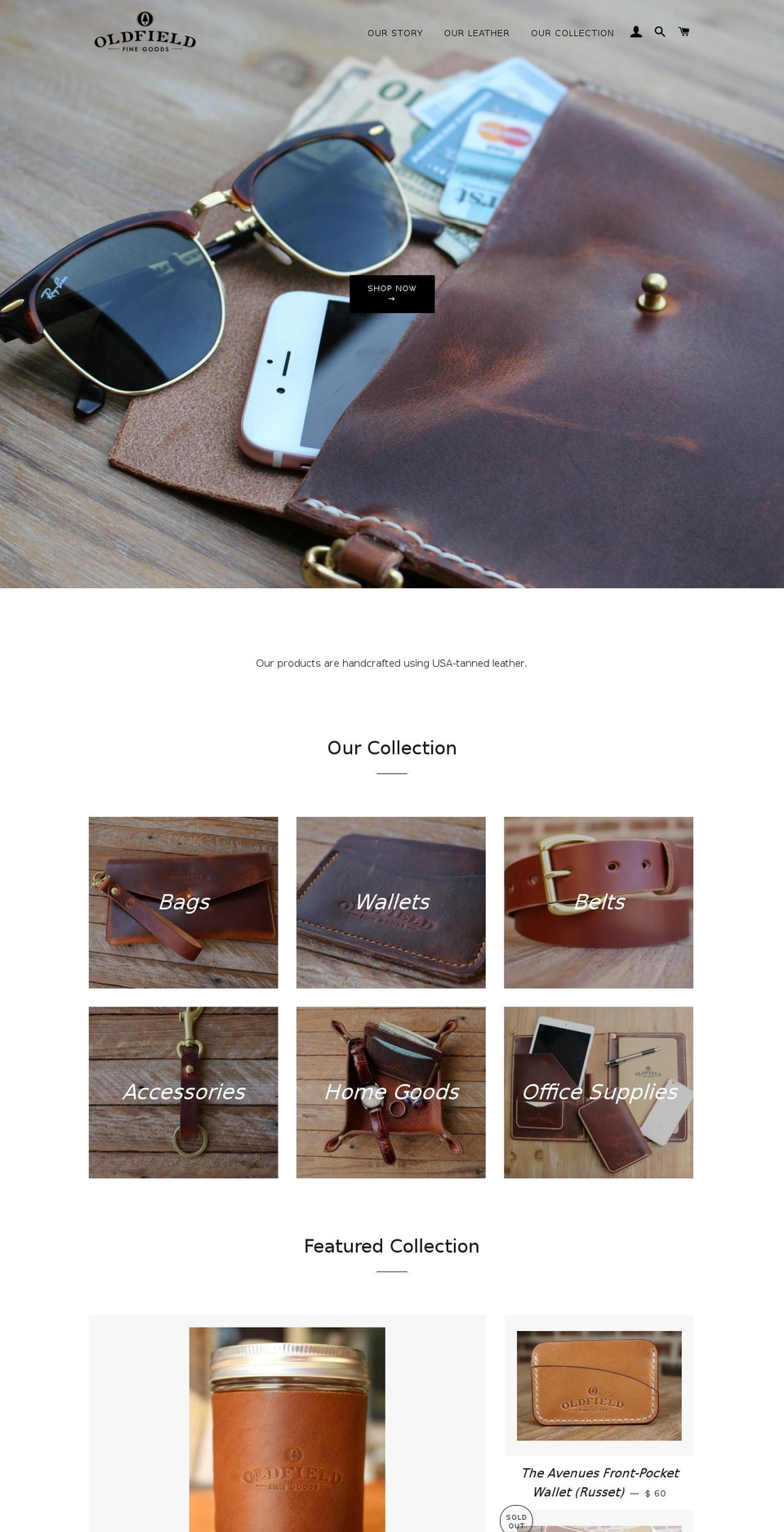 oldfieldfinegoods.com shopify website screenshot