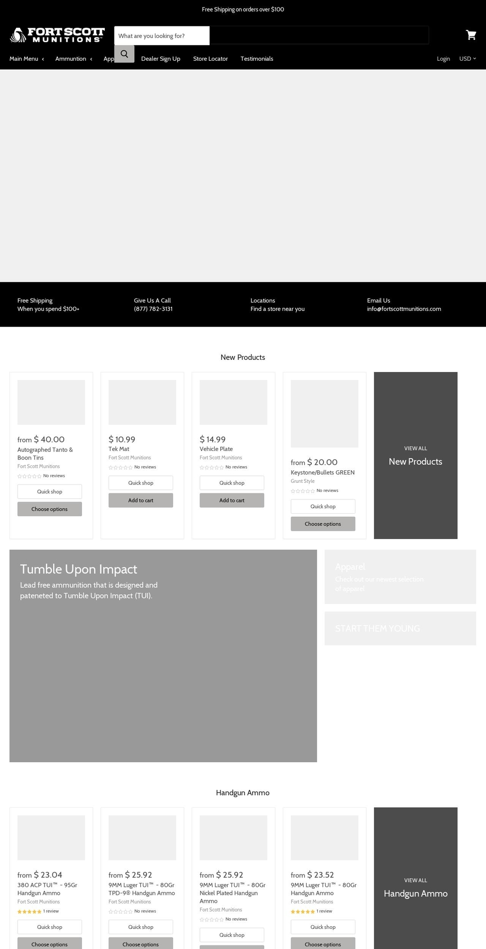 oldfortammunition.com — Shopify storefront screenshot