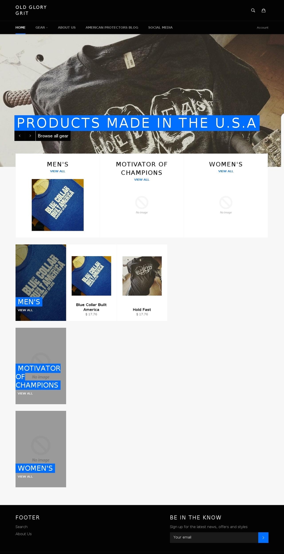 oldglorygrit.com — Shopify storefront screenshot