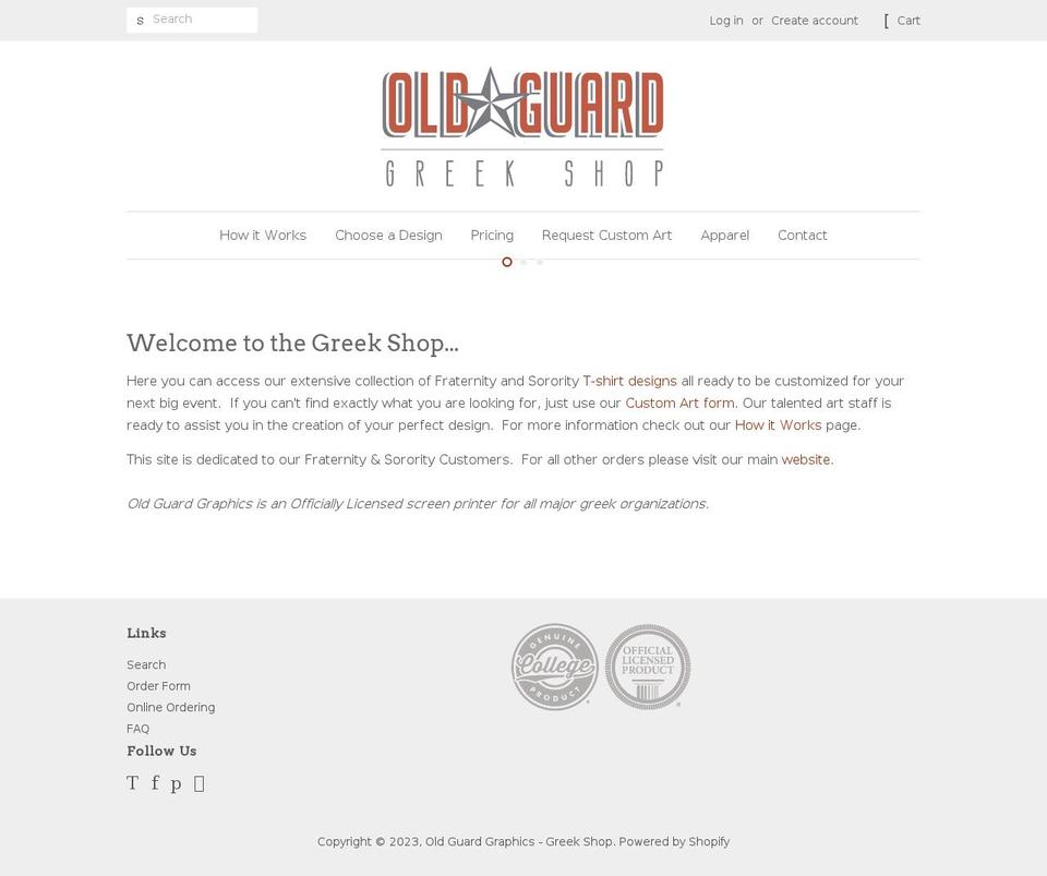 oldguardgreekshop.com shopify website screenshot