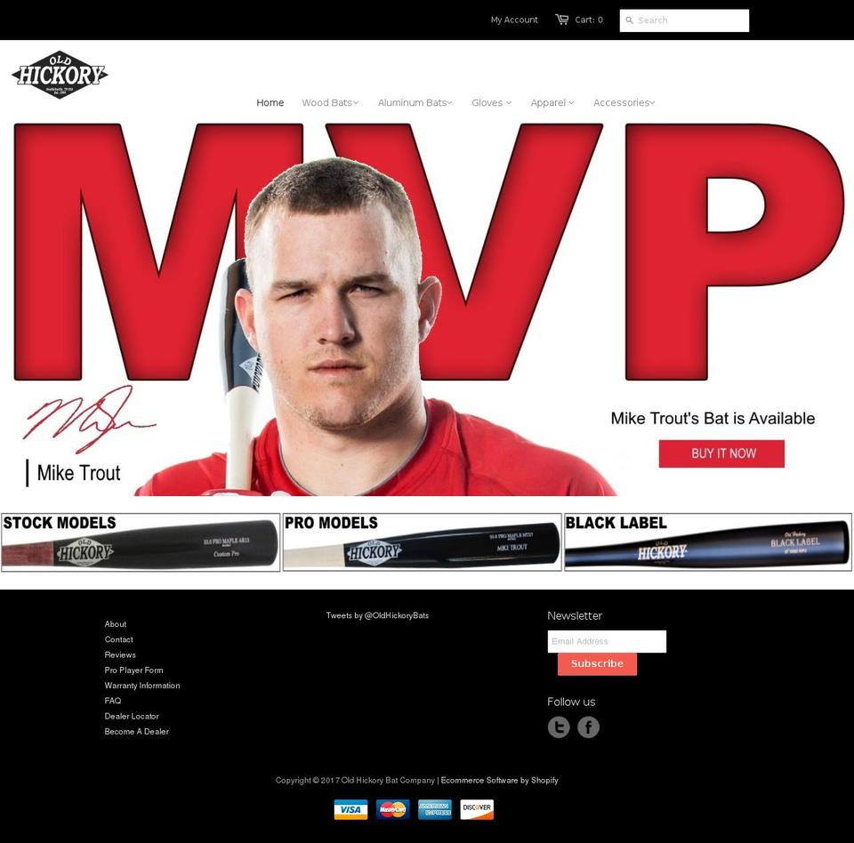 oldhickorybaseball.com shopify website screenshot
