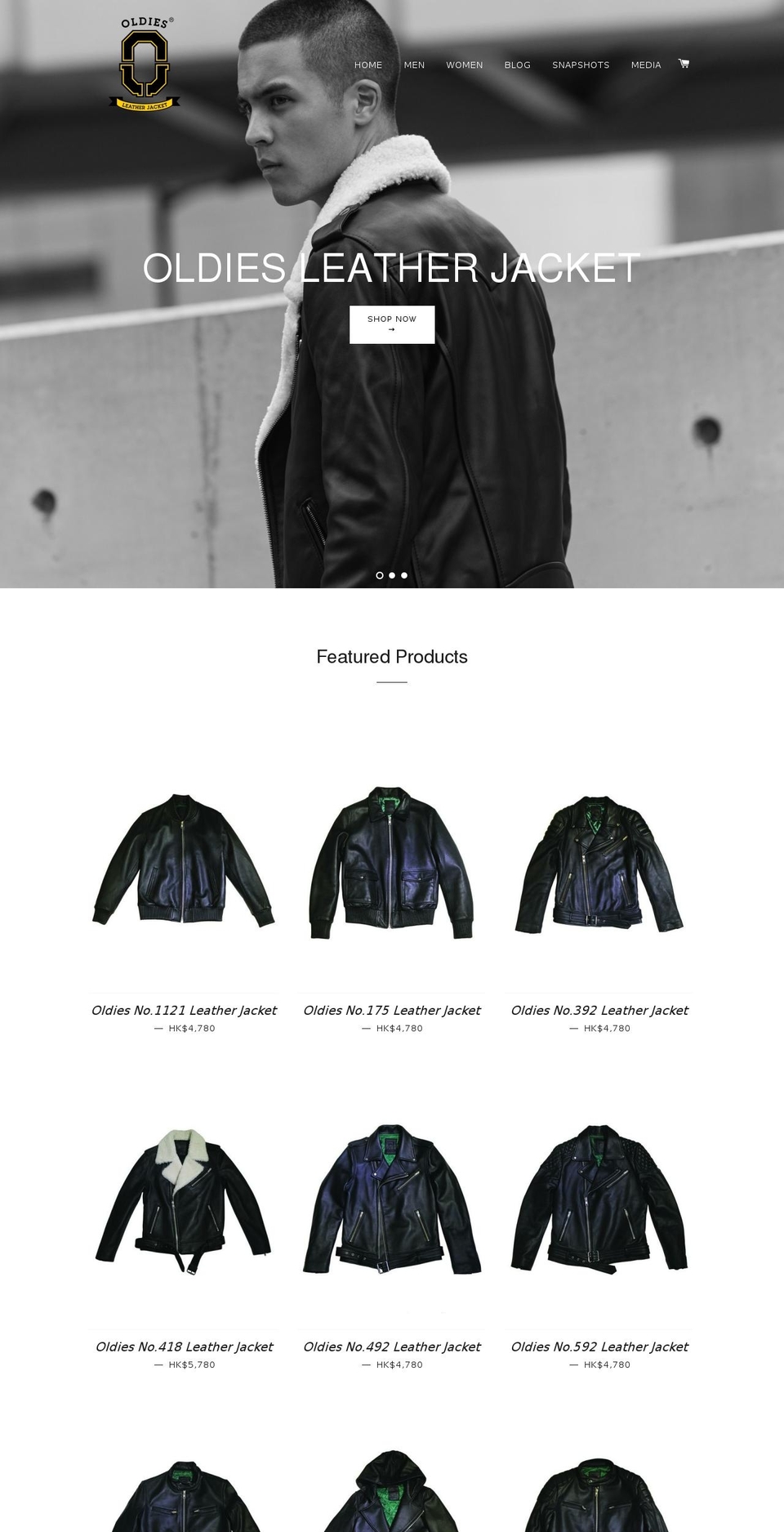 oldiesleather.com shopify website screenshot