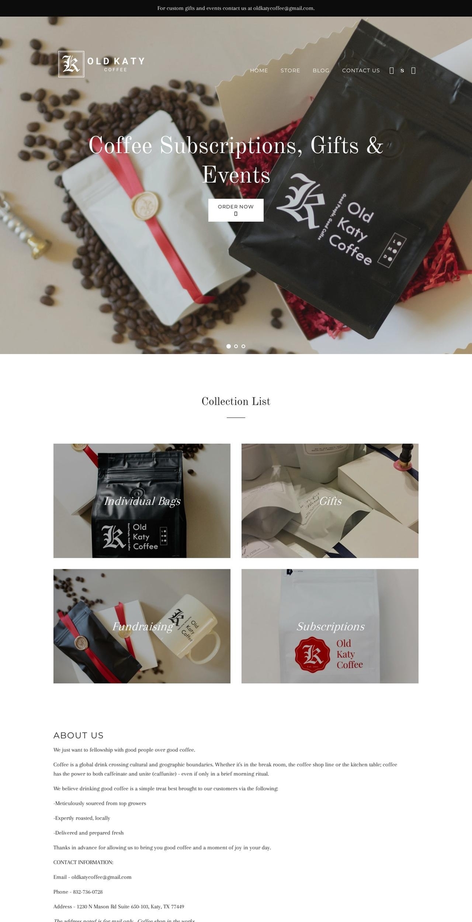 oldkatycoffee.com — Shopify storefront screenshot