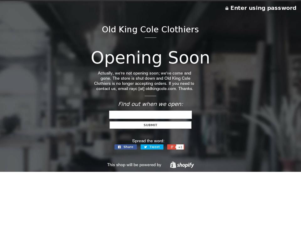 oldkingcoleclothiers.com — Shopify storefront screenshot