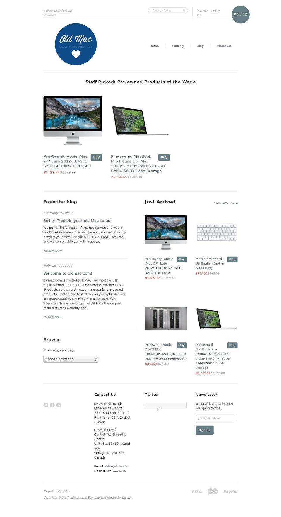 oldmac.com shopify website screenshot