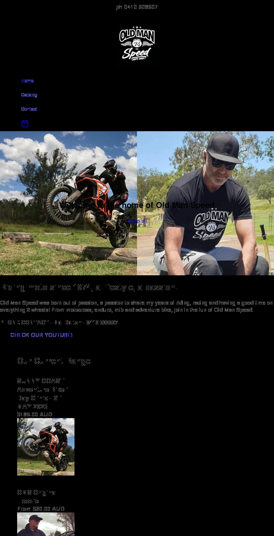 oldmanspeed.com shopify website screenshot