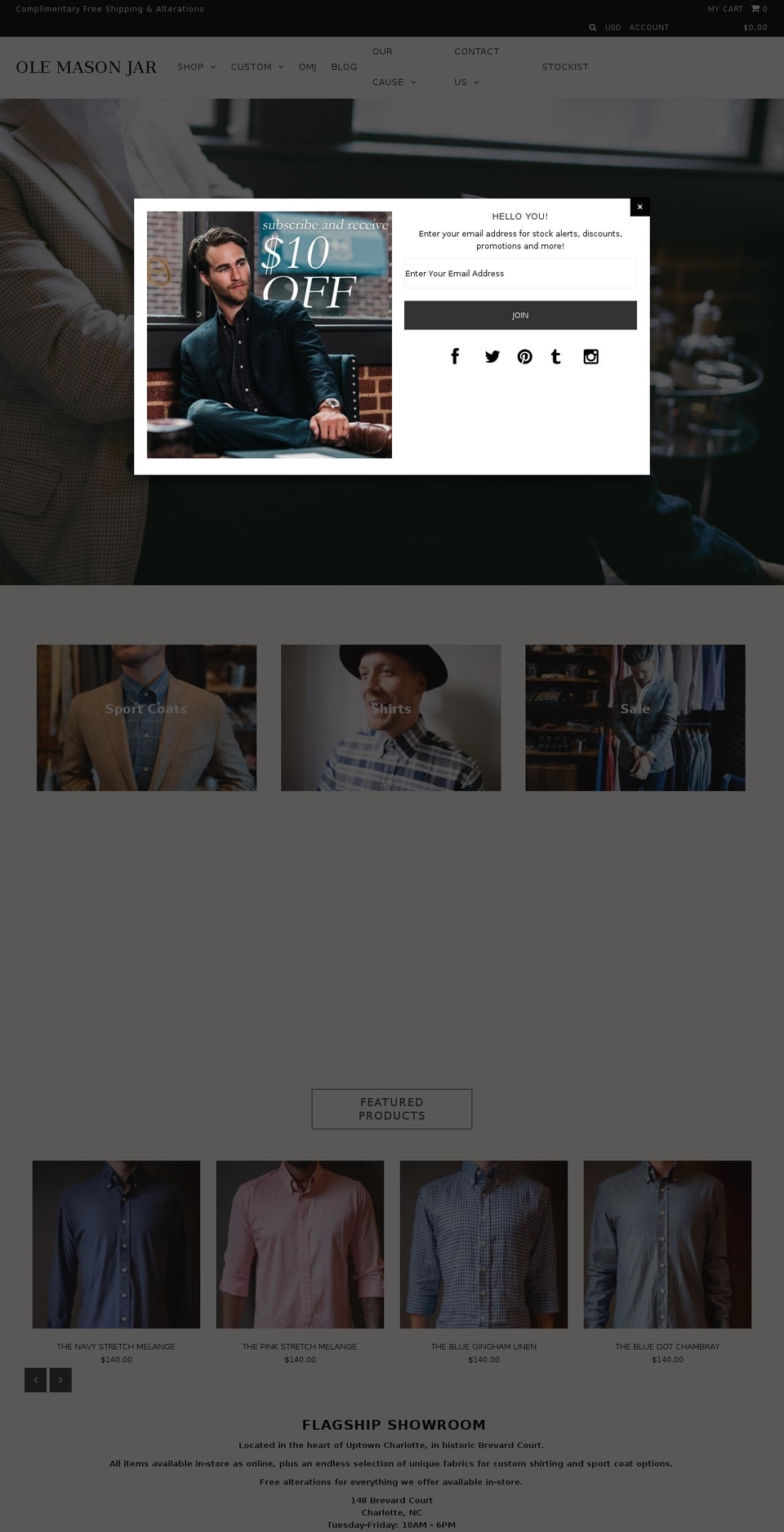 oldmasonjar.com shopify website screenshot