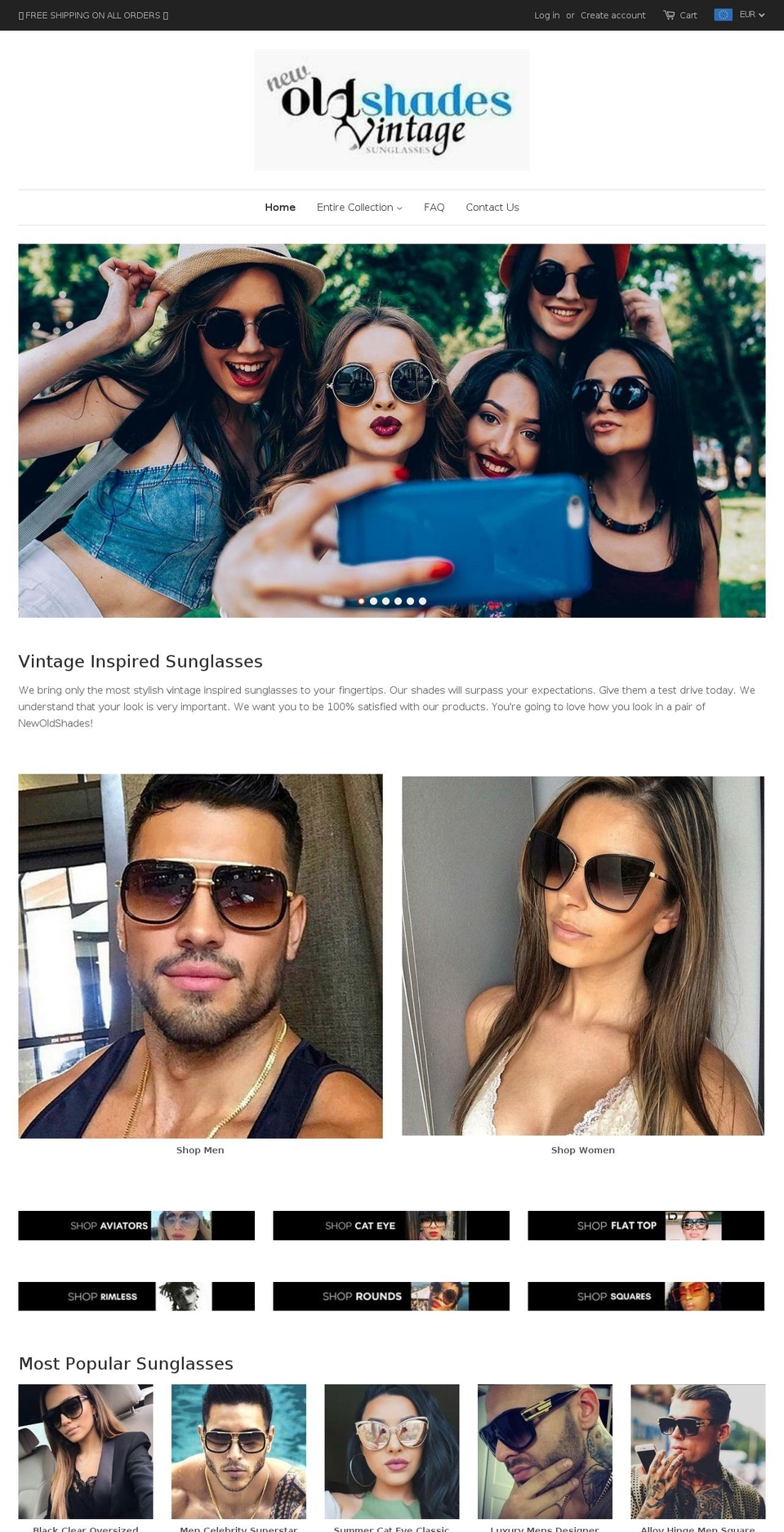 oldnewsunglasses.com — Shopify storefront screenshot