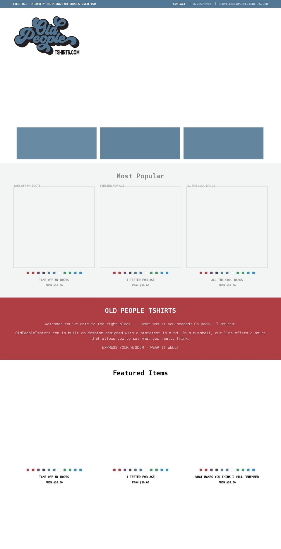 oldpeopletshirts.com — Shopify storefront screenshot