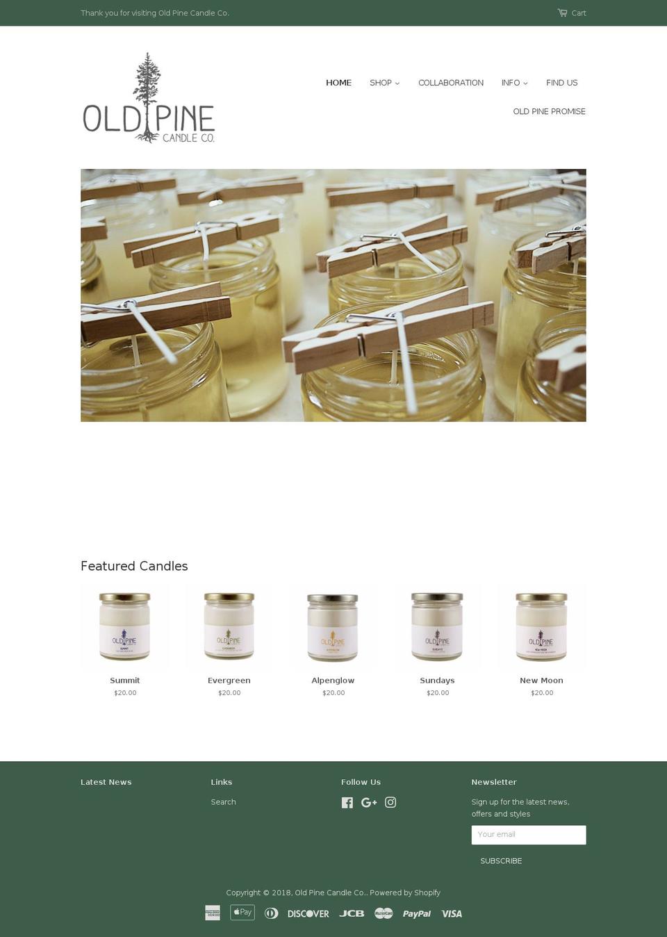 oldpinecandleco.com — Shopify storefront screenshot