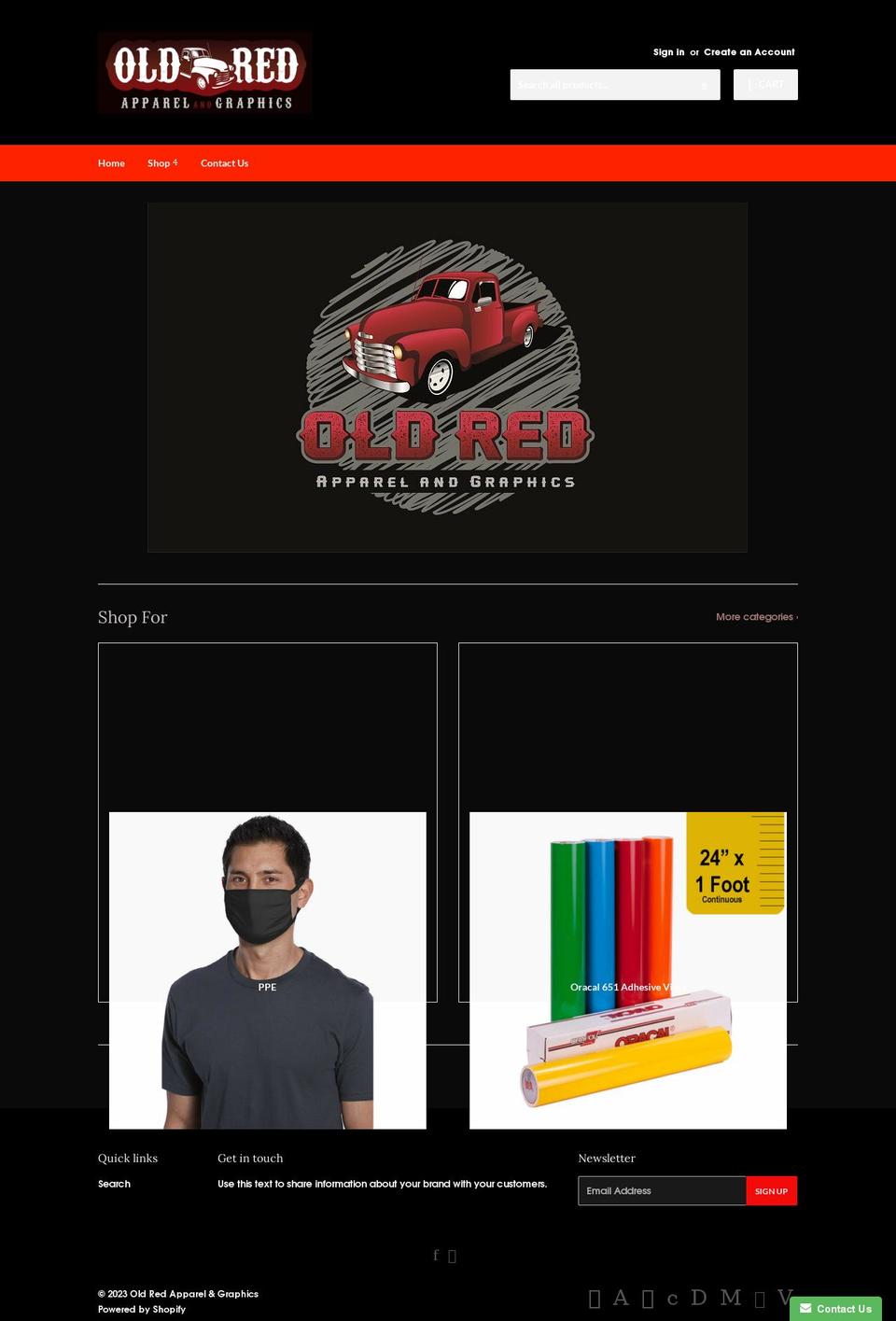 oldredapparel.com — Shopify storefront screenshot