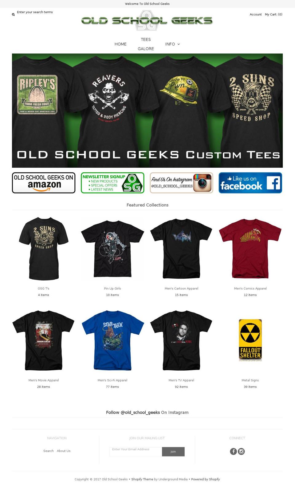 oldschoolgeeks.com shopify website screenshot