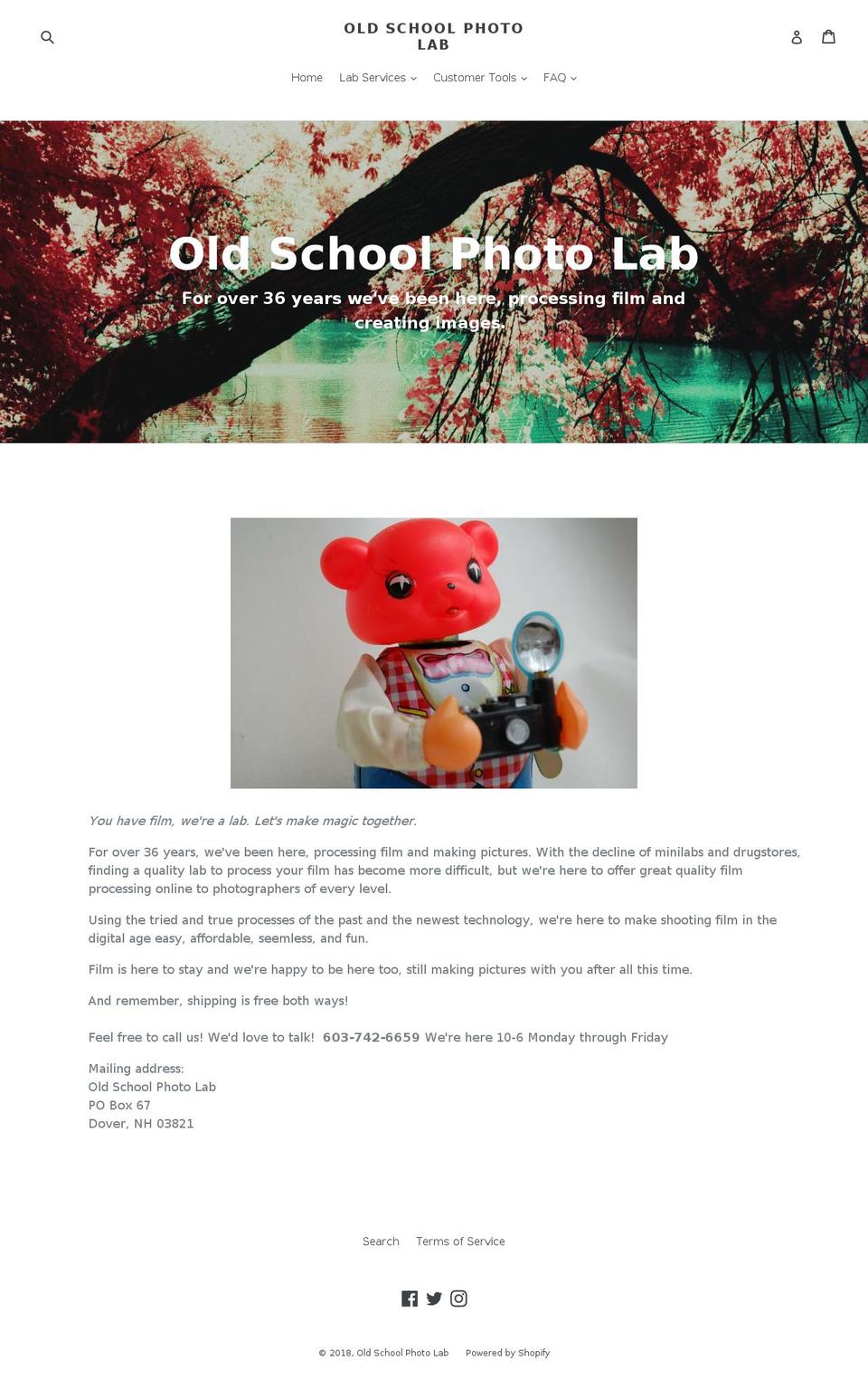 oldschoolphotolab.com — Shopify storefront screenshot