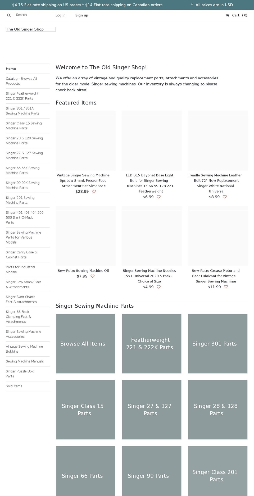 oldsingershop.com shopify website screenshot