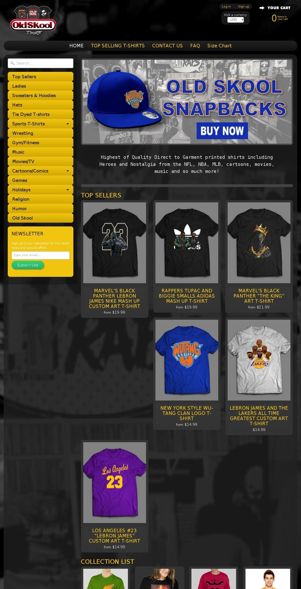 oldskoolshirts.com shopify website screenshot