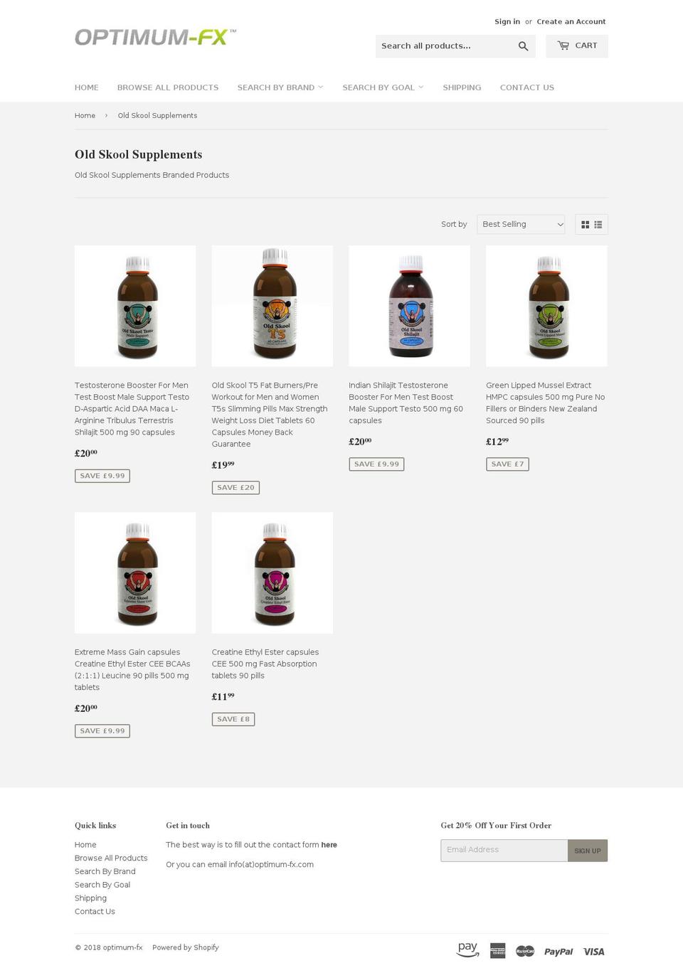oldskoolsupplements.com shopify website screenshot