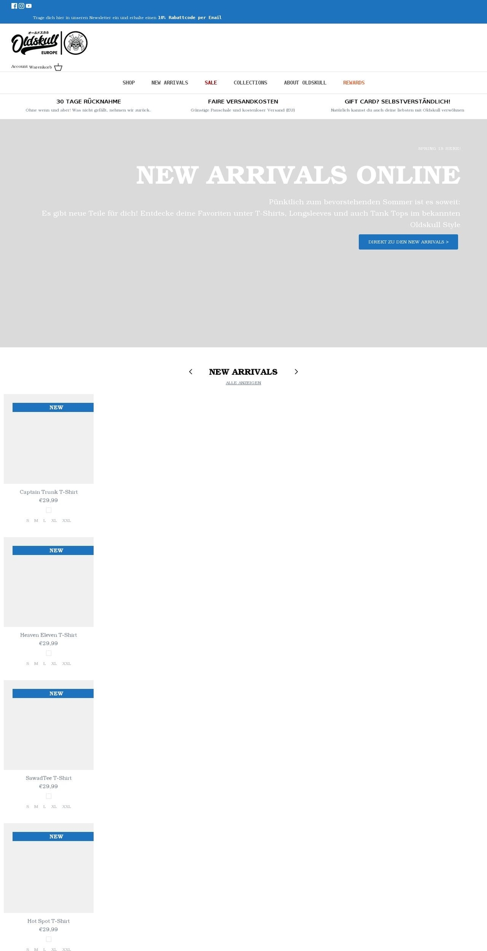 oldskulleurope.com shopify website screenshot