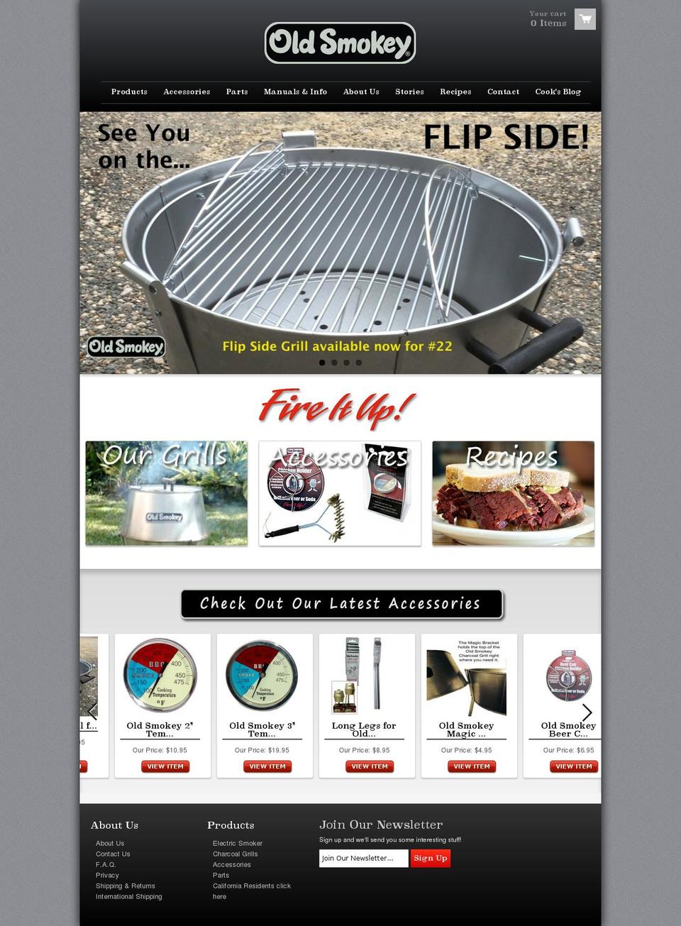 Old Smokey Grills: By CKO Shopify theme site example oldsmokeycharcoalgrill.com