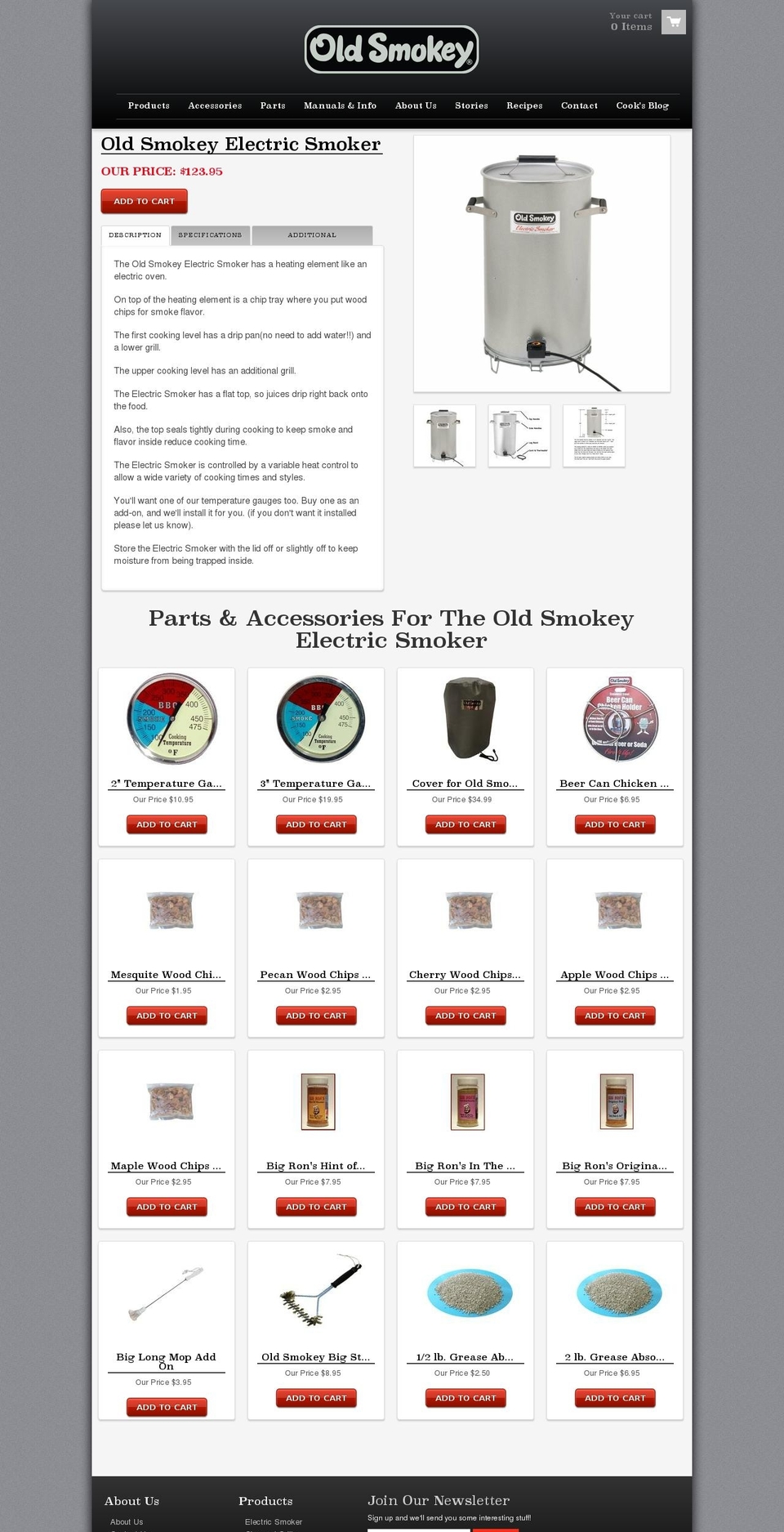 Old Smokey Grills: By CKO Shopify theme site example oldsmokeyelectricsmoker.com