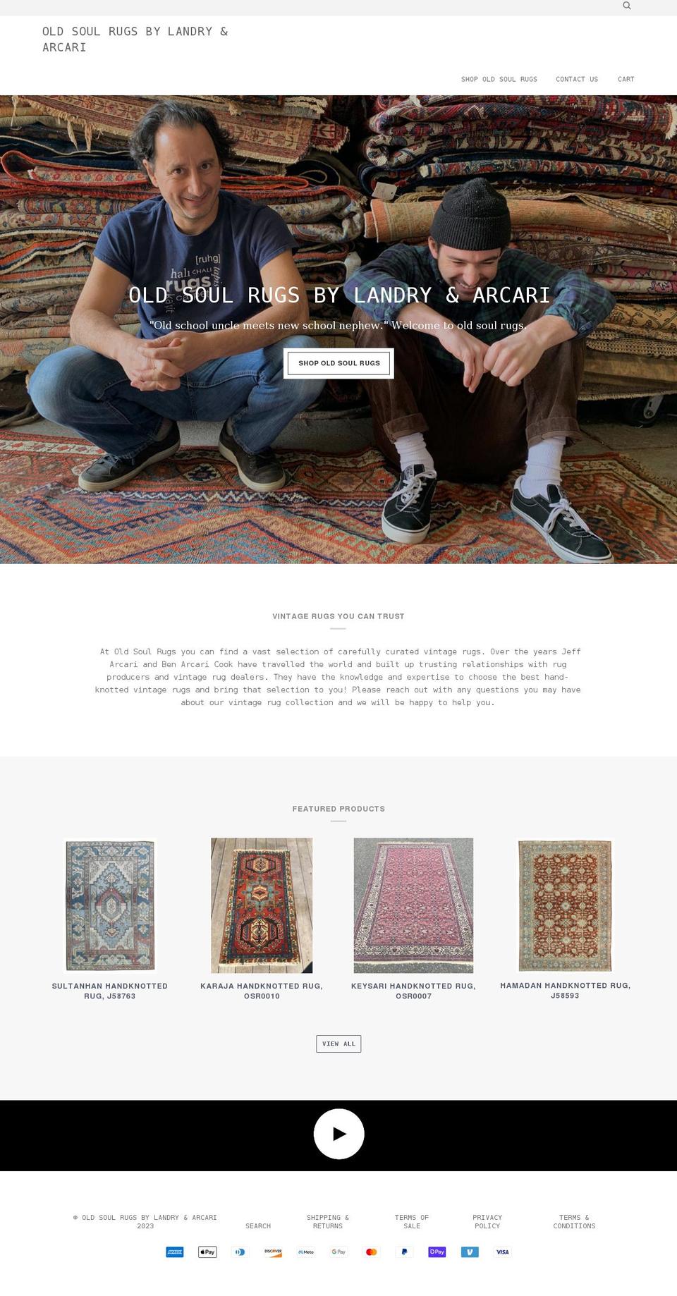 oldsoulrugs.com shopify website screenshot