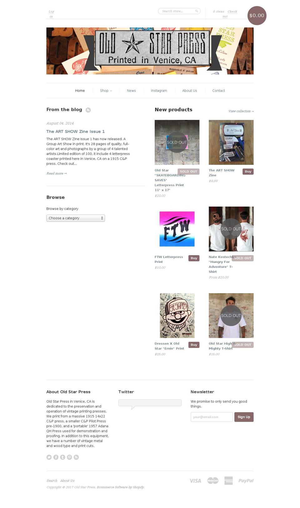 oldstarpress.com shopify website screenshot